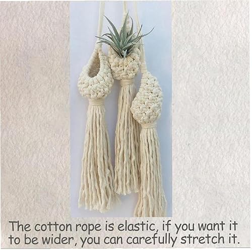Miniatura 7 de 2 soportes para plantas de aire de macramé, cordón de algodón, colgador de plantas de aire, mini macetas colgantes para decoración de dormitorio,