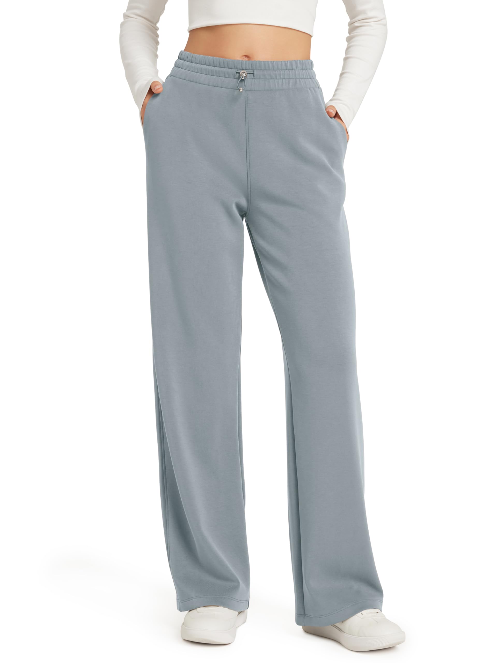 ODODOS Women's Modal Soft Wide Leg Pants with Pockets Adjustable Shockcord High Waist Casual Lounge Pants-27/29/31" Inseam