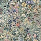 Kalafona Vintage Floral Peel and Stick Wallpaper – Botanical Garden Removable Wall Paper, Renter Friendly Self Adhesive Wildflower Wallpaper for Bedroom, Bathroom, Kitchen & Cabinets Decor 17.3"x118"