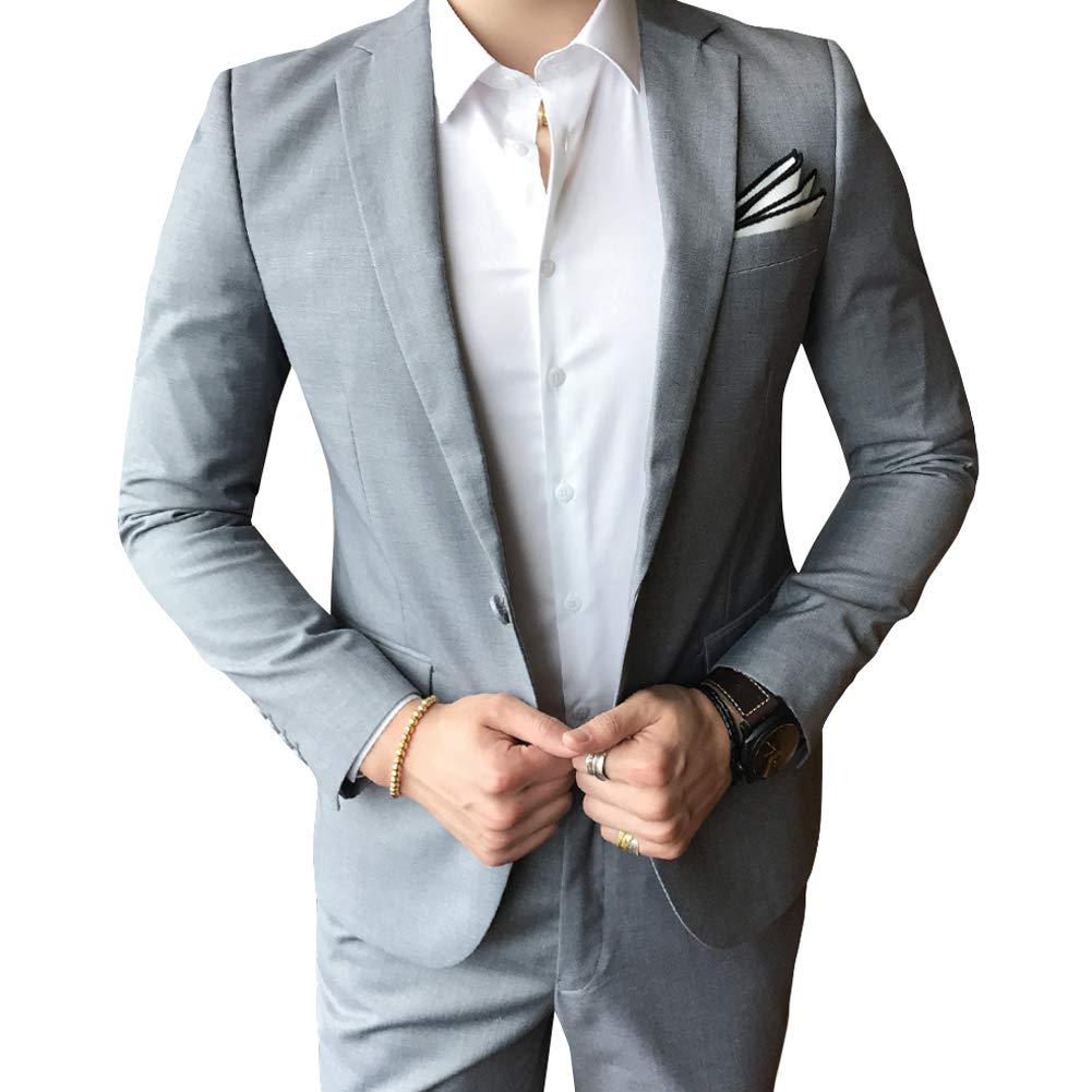 Allthemen Abito da Uomo in 2 Pezzi Blazer da Smoking e Pantaloni Giacca Monopetto con Un Bottone Suit Formale da Lavoro Business