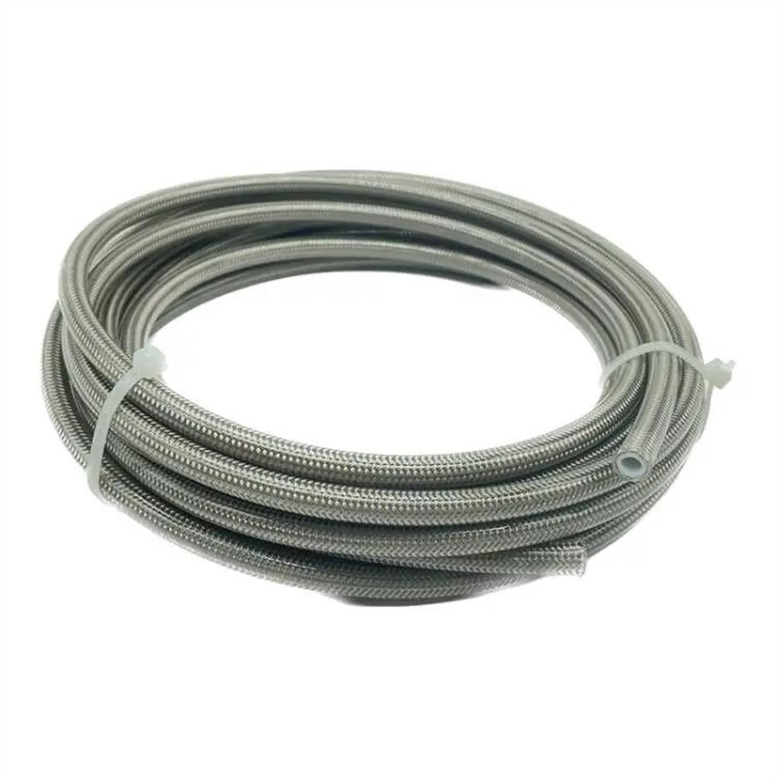 Motorradteil 5 M 16,4 Ft Motorrad Geflochtener Edelstahl-PVC-Bremsleitungsschlauch Flüssigkeits-Hydraulikschlauch Bremsleitung Gasöl Kraftstoffrohr(Silver)