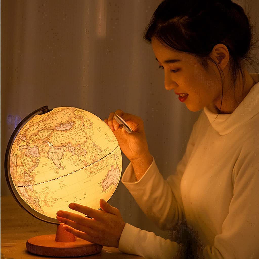 Globo terráqueo Vintage con Marco de Madera, luz LED clásica de Alta Gama (Globo terráqueo de 30 cm)