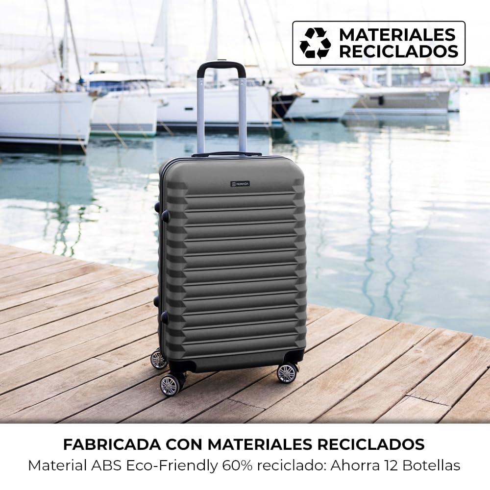NUMADA - Maleta de Viaje Cabina 55x36x19cm (30L) Upfly XS con Cierre de Combinación y 4 Ruedas Dobles 360. Maleta de Mano Rígida Resistente, Ligera con Interior Compartimentado