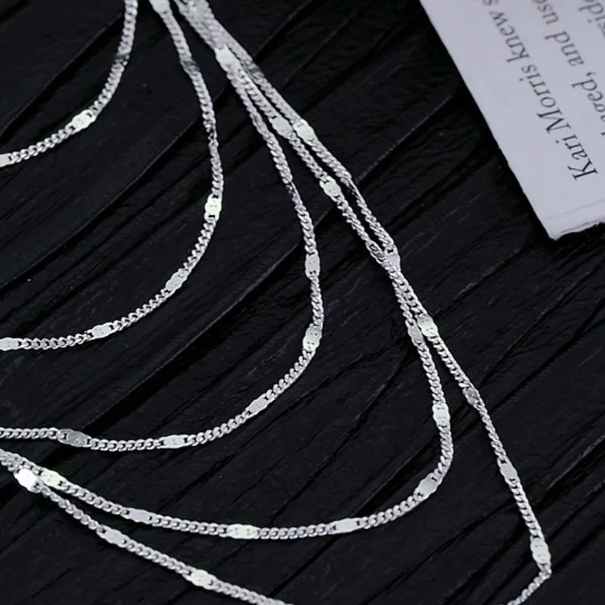 New S925 Sterling Women's Jewelry Collar European Silver Fashion Multi Layers Necklace Clavicle Chains Gifts