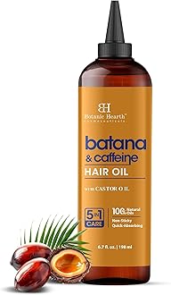 Botanic Hearth Hair Oil for Hair Growth | Strengthening Dry, Frizzy, Damaged Hair & Scalp Treatment | No Parabens or Harmful Sulfates | All Hair Types | Batana & Caffeine Hair Oil - 6.7 Fl Oz