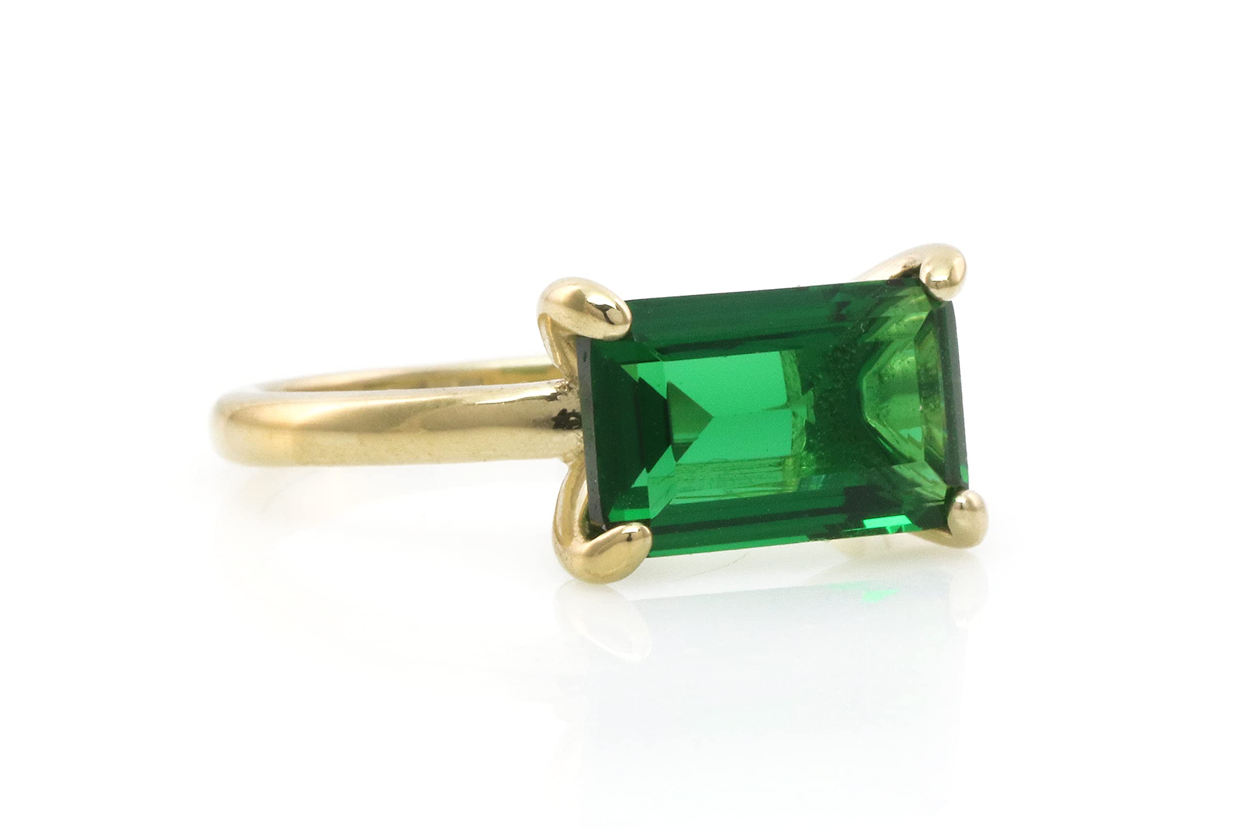 Anillo de Oro Esmeralda - Anillo de Compromiso Minimalista con Piedra Preciosa, Anillo de Moda, Anillo de Aniversario - Joyería de Damas hecha a mano - Personalizable con Grabado - con Caja de Firma