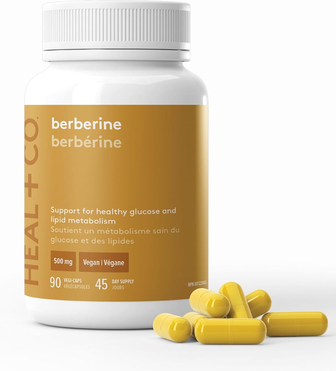 HEAL + CO. HEAL + CO. Berberine – High Potency Ultra-Pure Extract with 1,000 mg per Serving – Supports Metabolic Health & Healthy Glucose Levels – 90 Vegan Capsules