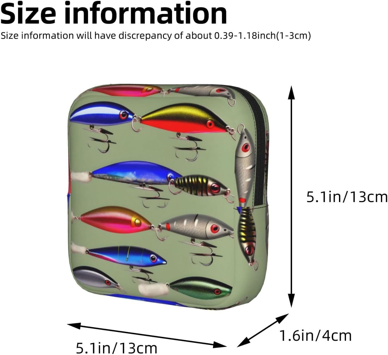 Fishing Lure Style Print Women Period Bag Sanitary Pouch Portable Pad Pouch Tampon Holder Small Zipper Pouch Storage Bag