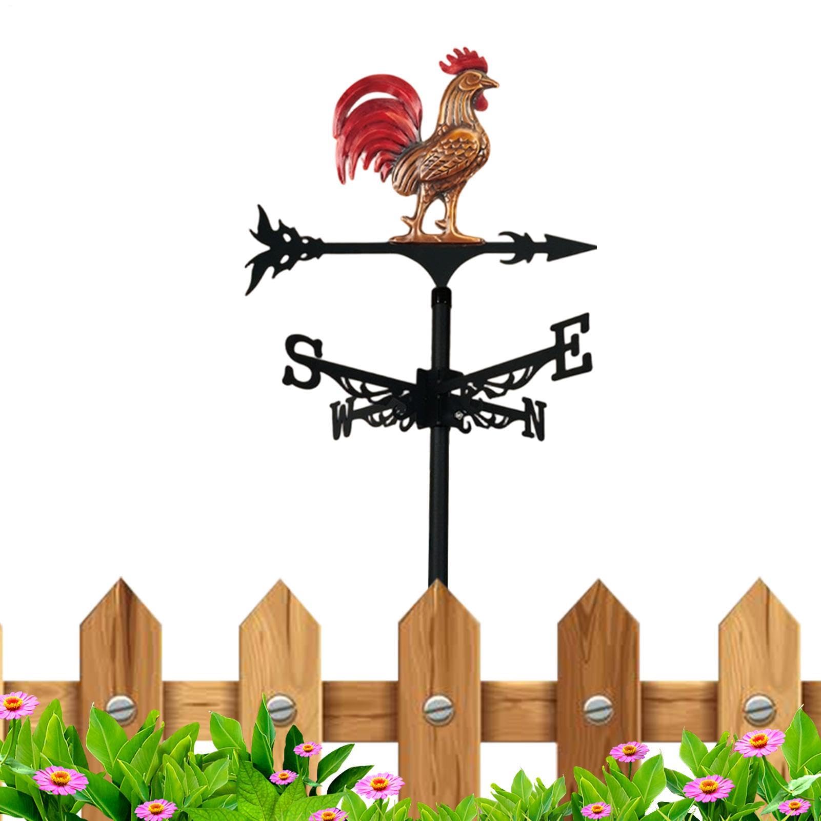 Veleta de hierro con diseño de gallo para el clima, indicador de dirección del viento del techo, paleta de viento para el techo al aire libre, de gallo para patio al aire libre, patio, césped