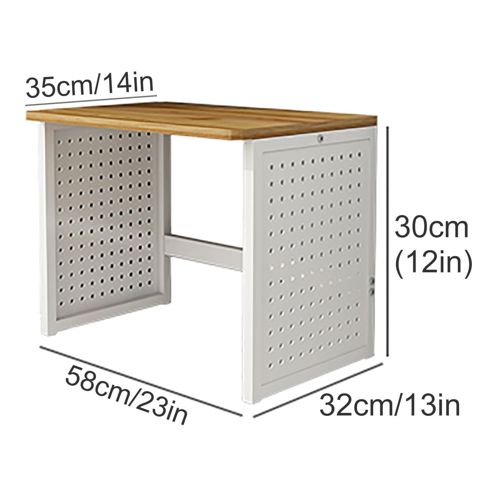 Supporto per stampante regolabile con pannelli forati, organizer da scrivania per ufficio e casa, finitura in legno naturale, adatto a stampanti e forniture per ufficio, 50 x 32 x 40 cm