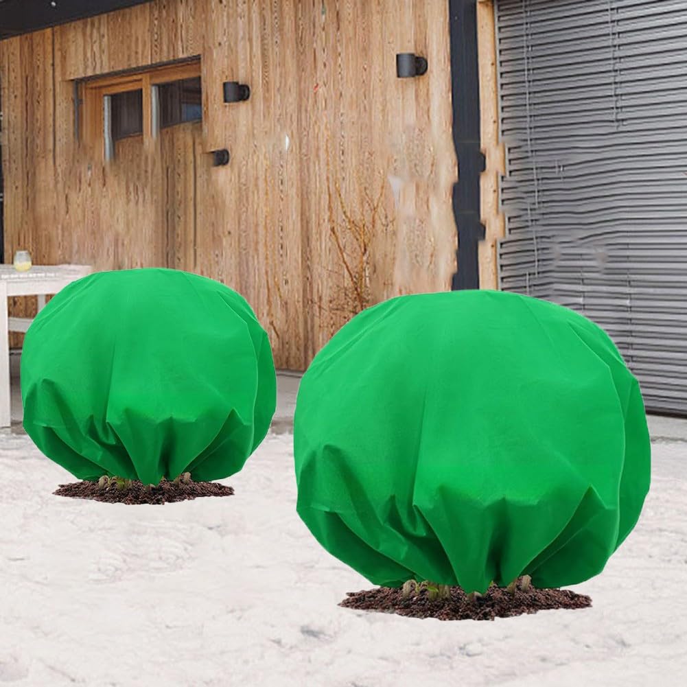 Copertura antigelo per piante in tessuto non tessuto, traspirante, verde, protezione dal freddo per piante da giardino, diametro di 190/250/296 cm, confezione da 2