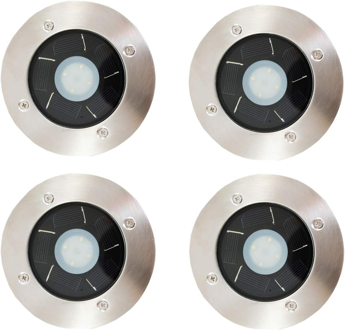 4-Pack Solar Power Outdoor Stainless Steel 4 LED Step/Deck Light