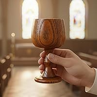 Vista 3 de I-MART Copa de cáliz de madera hecha a mano de 5 onzas de madera de azufaifo para copas de comunión, copa de cáliz de madera para iglesias, hogar