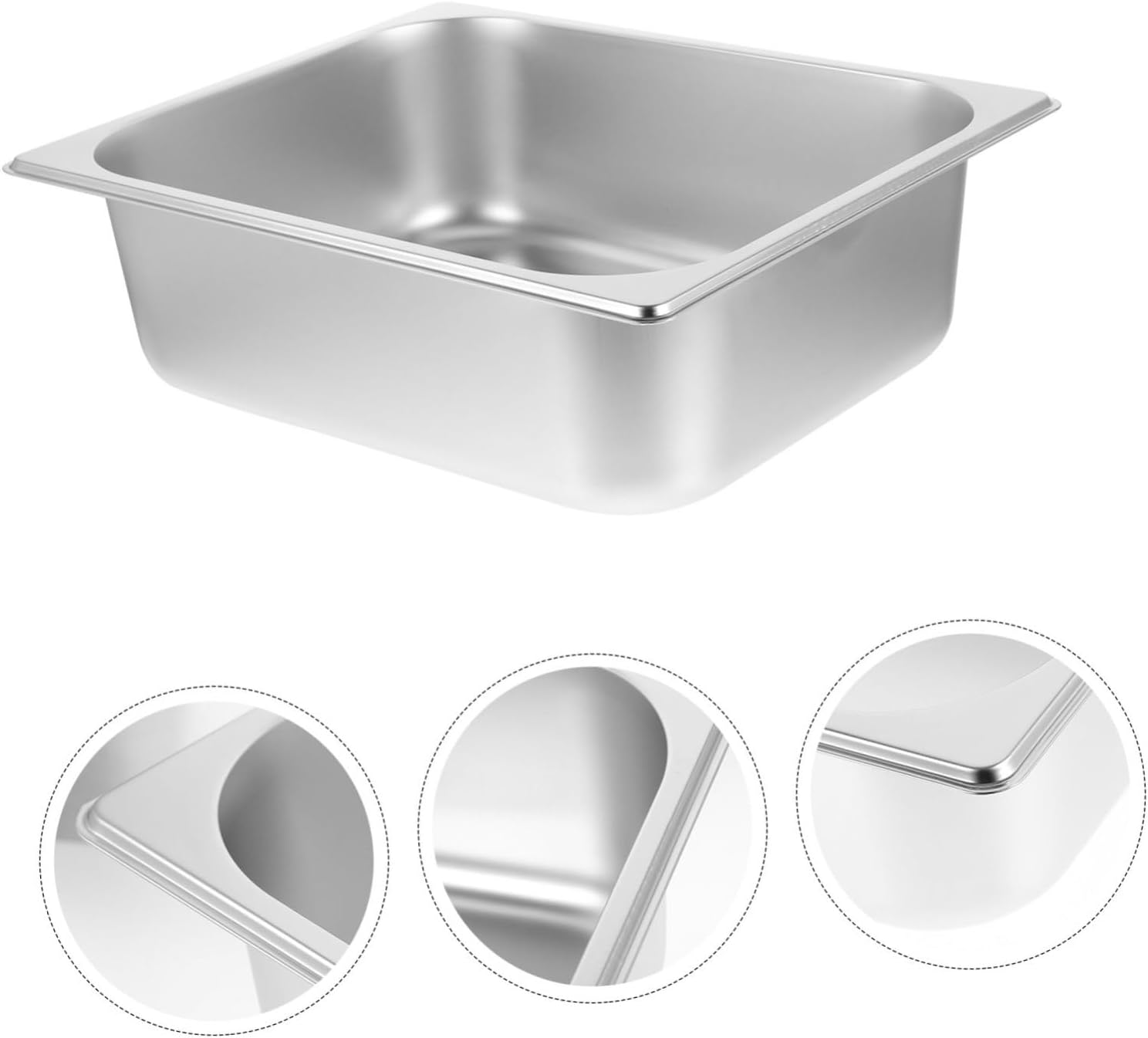 Stainless Steel Square Basin Deep Food Serving Pan Catering Buffet Pot
