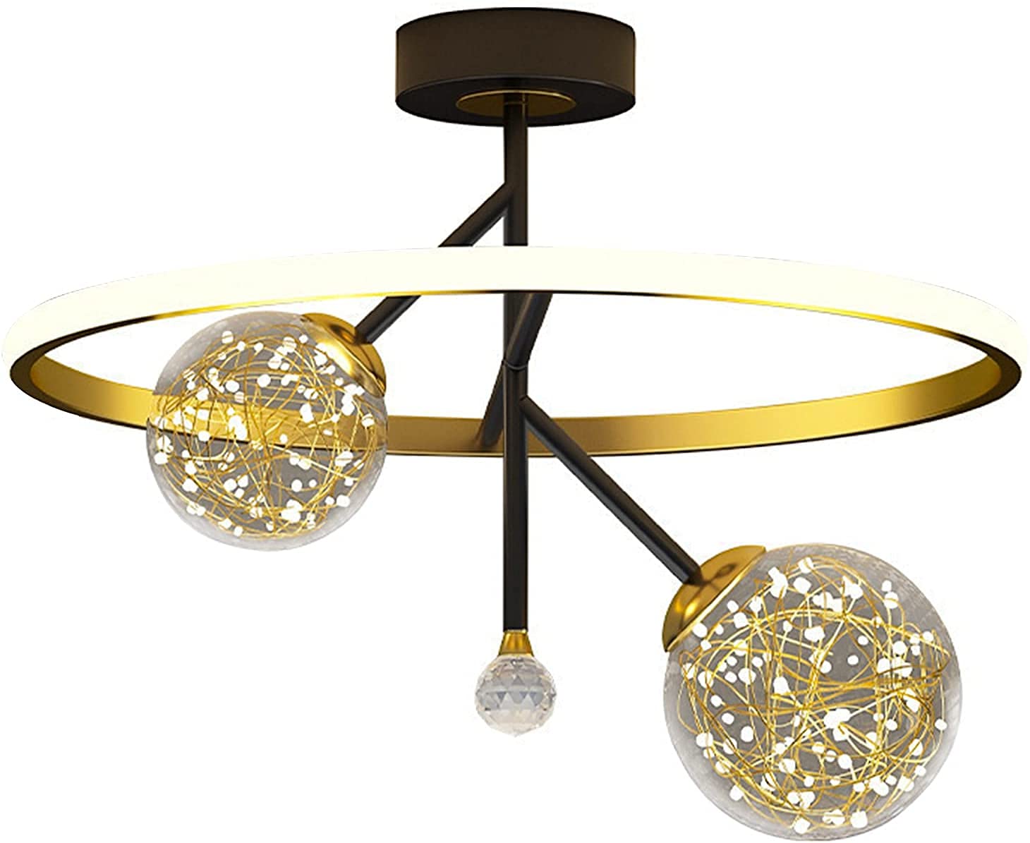 Lustre LED 40cm tricolore à télécommande et plafonnier moderne en fer forgé