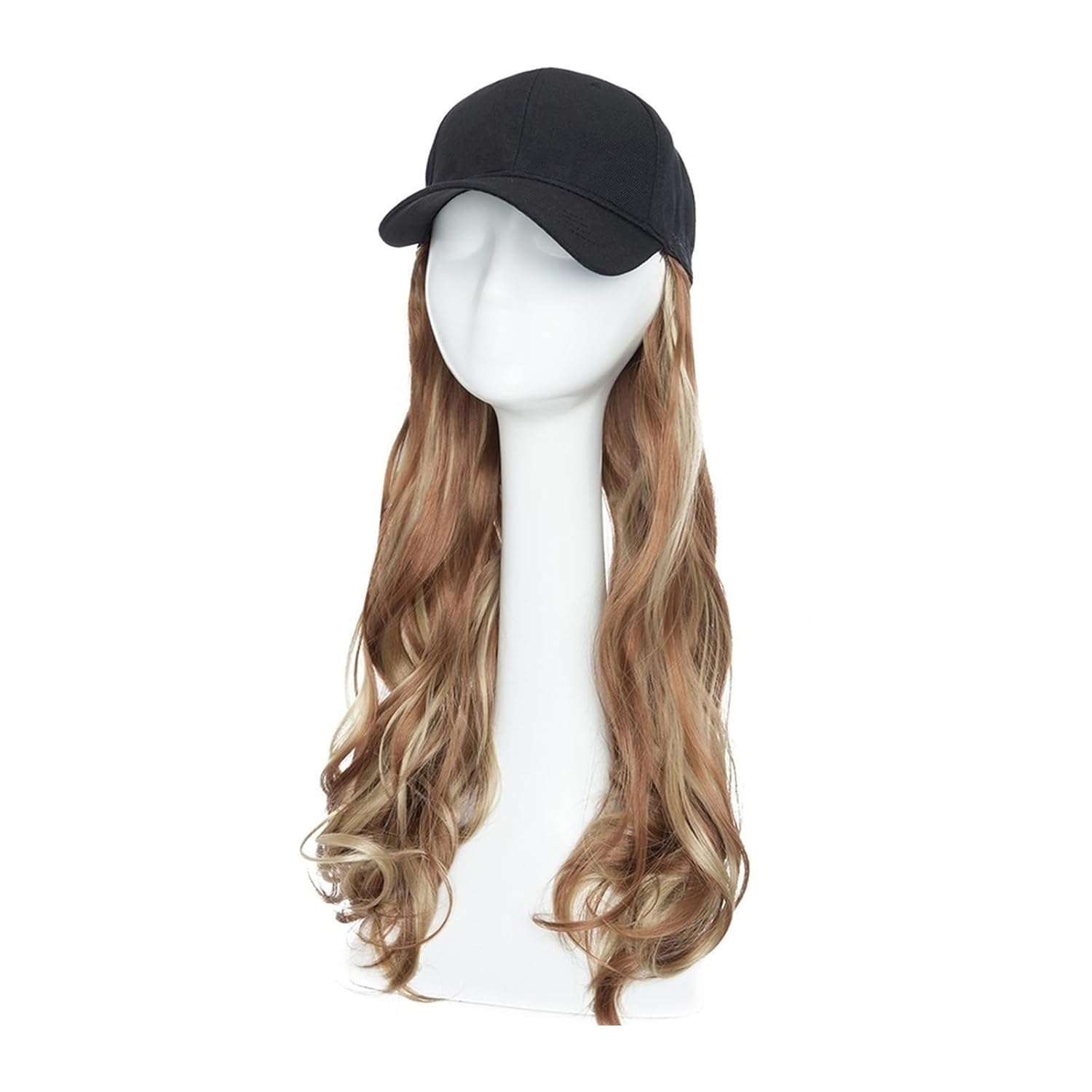 GSOUL Hat with Hair Synthetic Baseball Cap With Hair Long Wavy Hat Wig Extensions With Natural Hairpiece For Women
