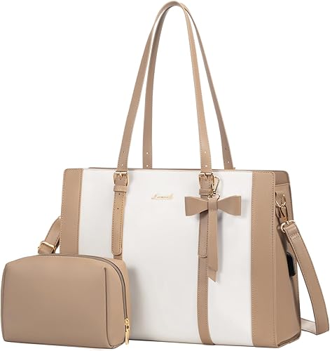 LOVEVOOK Bolsa para laptop para mujer, bolsa de trabajo de gran capacidad, bolsa de hombro de moda con bolso de mano, maletín de negocios de