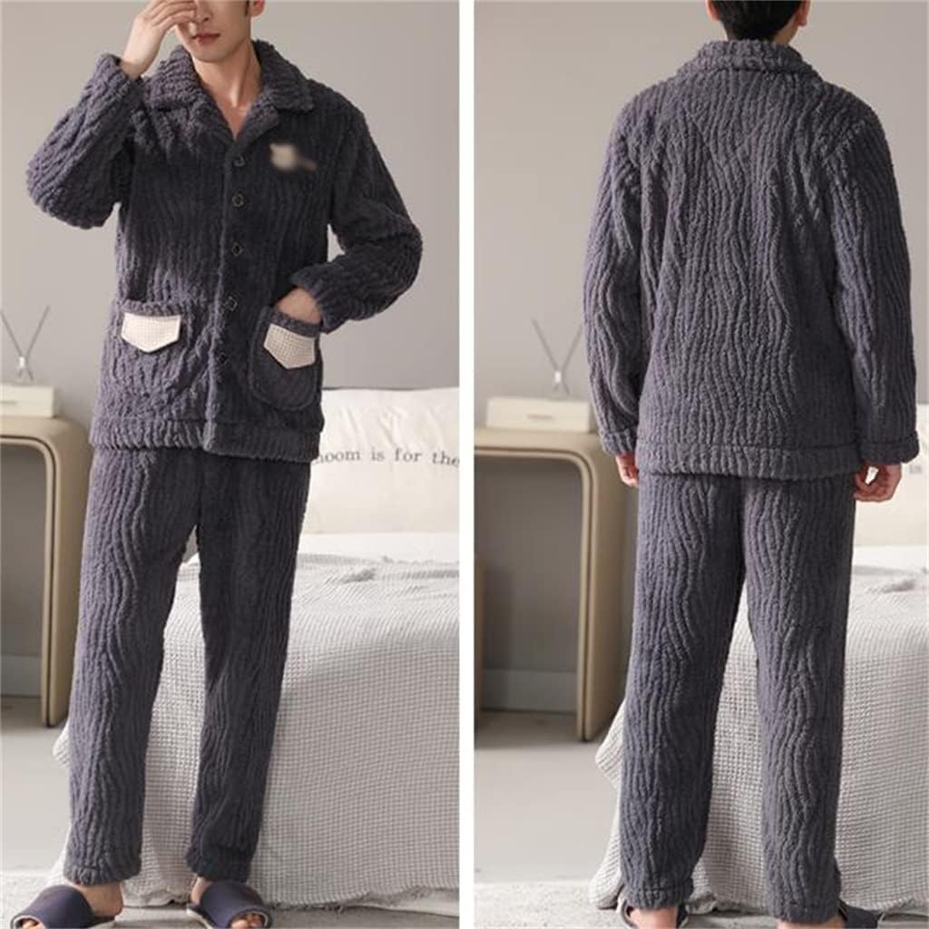 Coral Fleece Thickened Men's Pajamas Winter Loungewear Facecloth Autumn And Suit