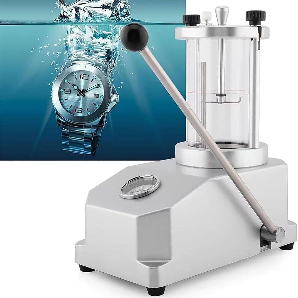 Wasserdichtigkeitsprüfer für Uhren – Druckmessgerät für 2 Uhrengehäuse, 0,3–0,6 Bar Blasentest, kompakt und einfach zu bedienen (weiß)