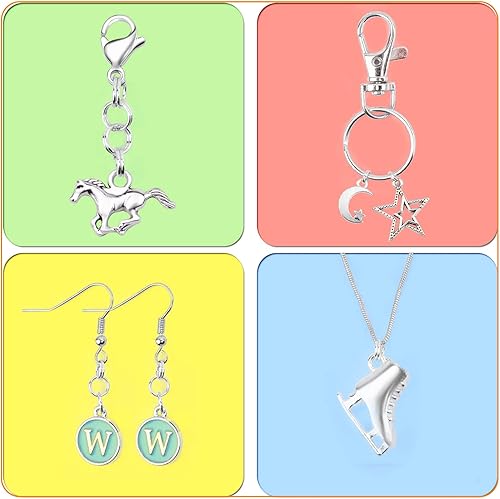 Vista 60 de Aylifu 200 anillos de metal divididos, anillos de salto de doble bucle chapados en níquel de 0.63 pulgadas, pequeños anillos de llavero de cristal