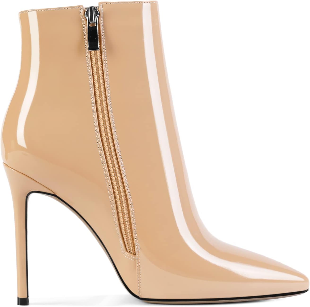 Zamikoo Women's High Heel Ankle Boots, Pointed Toe Stiletto Heel Ankle Booties with Zip Closure, 4 Inch Party Dressy Fashion Heeled Short Booties with Fur