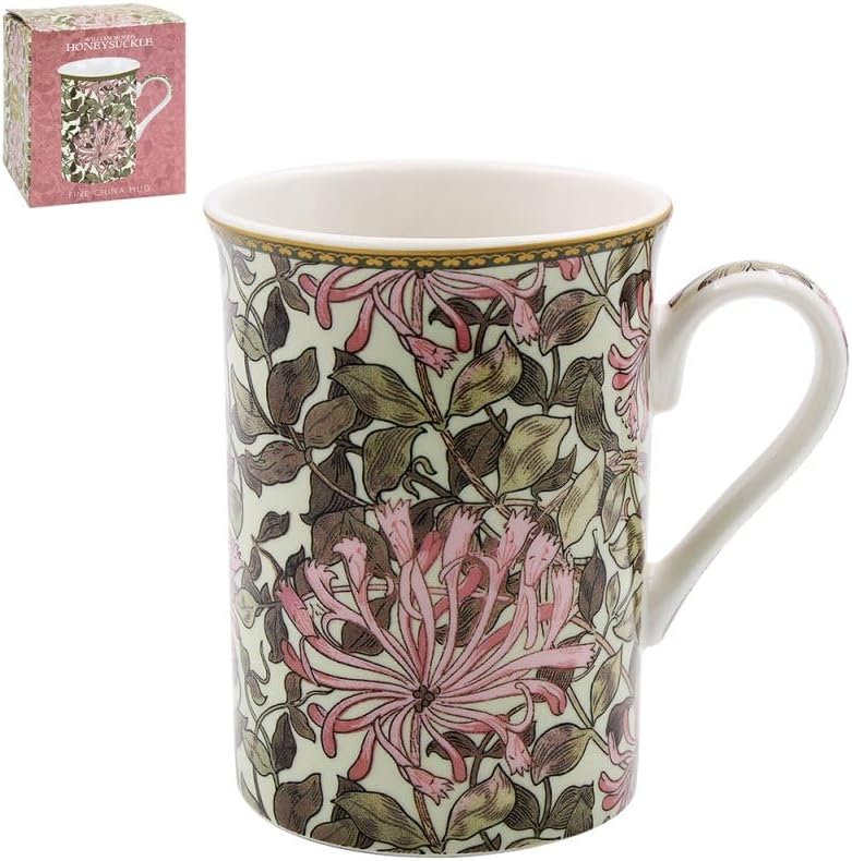 Lesser & Pavey British Designed Coffee Mug | Ceramic Coffee Mugs for Home or Work | Large Mugs for Hot Drinks | Honeysuckle Tea and Coffee Cups - William Morris