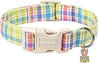 Vista 48 de DOGWONG Collar de Algodón para Perro, Collar de Perro de Cuadros Azules Resistente, Collar Suave y Duradero para Perro Macho, Lindo Collar de Boda