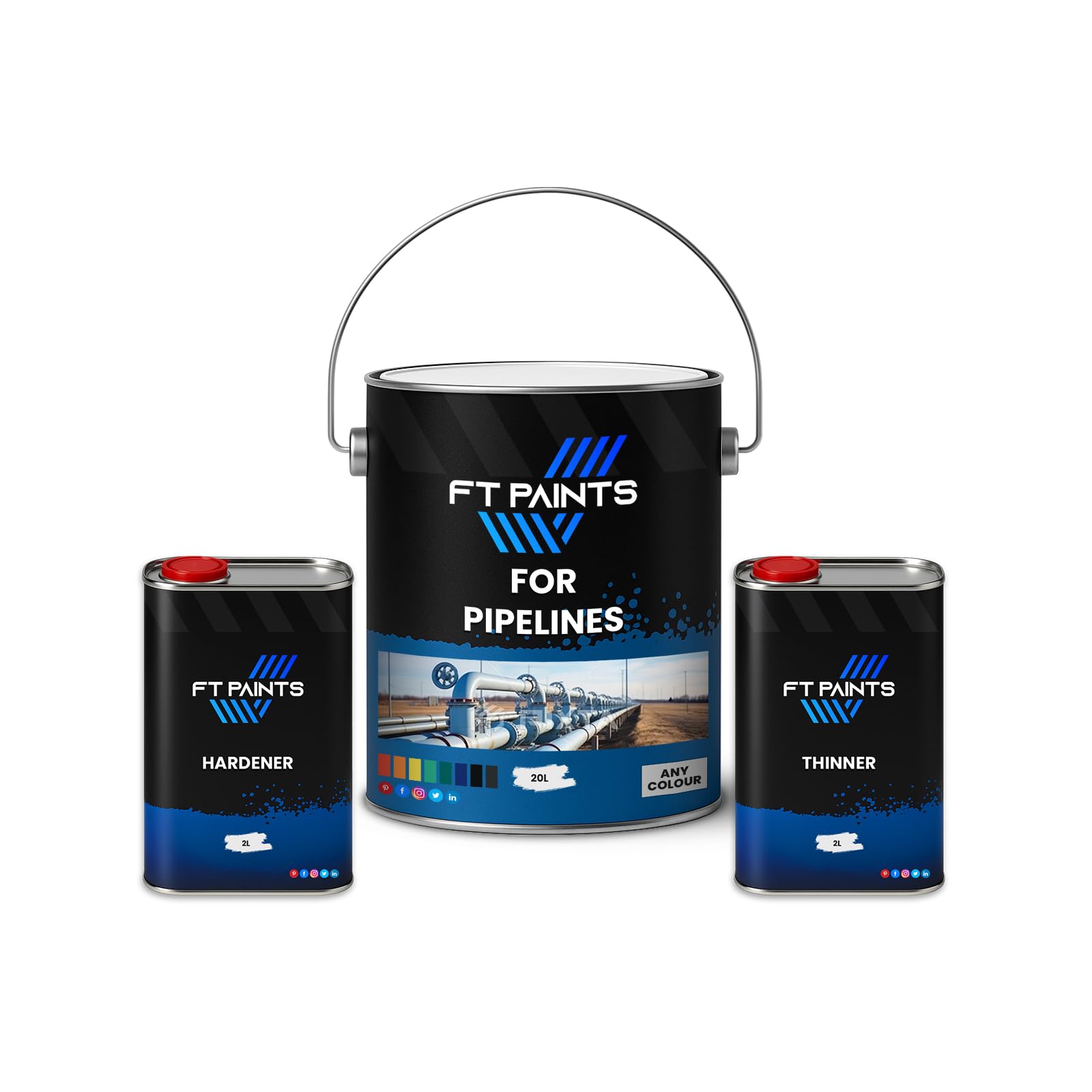 Fabiot. Ral 3020-Traffic Red Ft Paints Kit 1K Metal Matt Paint For Pipelines 30L
