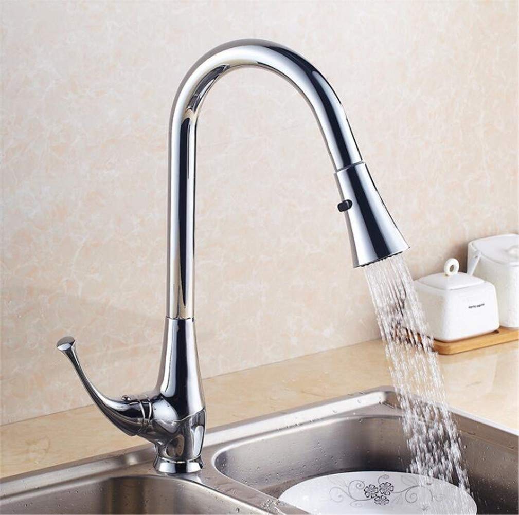 Robinet de cuisine en laiton avec douchette extractible rotative à 360 et aérateur LWX