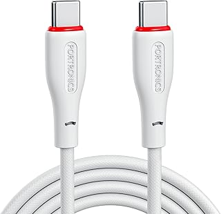 Portronics 100W Konnect B 1.5M Type C to Type C 5A Fast Charging Cable With E-Marker Chipset, Strong Braided Cable, Compat...