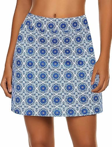 Image of Jawdrobe Women's Women's & Girls High Rise Flared Skorts Stretchy Opaque Skater Skirts with Shorts