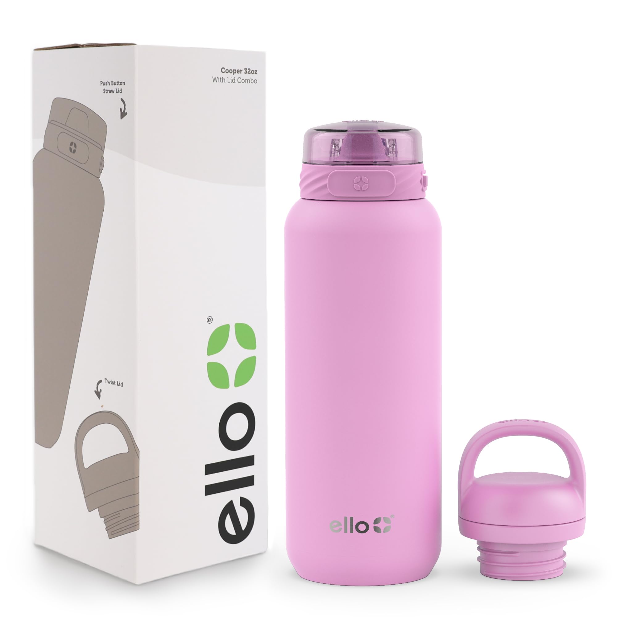 Ello Cooper - Botella De Agua De Acero Inoxidable De 22 Onzas Con 2