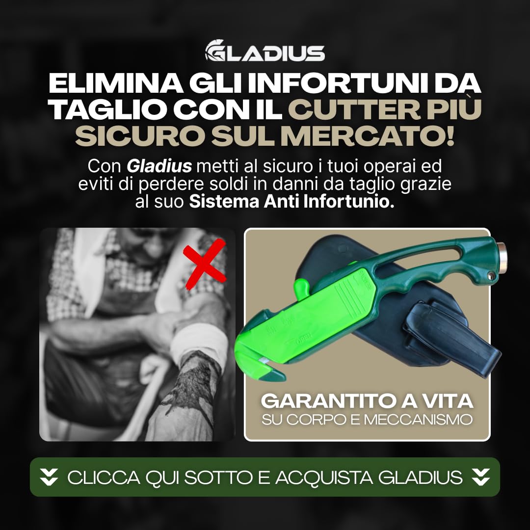 Pack 3 GLADIUS: Taglierino, Cutter Antinfortunistico Professionale a Tripla Funzionalità. Lama retrattile automatica di Sicurezza. Anti-inceppamento, Battichiodi. Perfetto per Carta, Cartone, Tessuti.