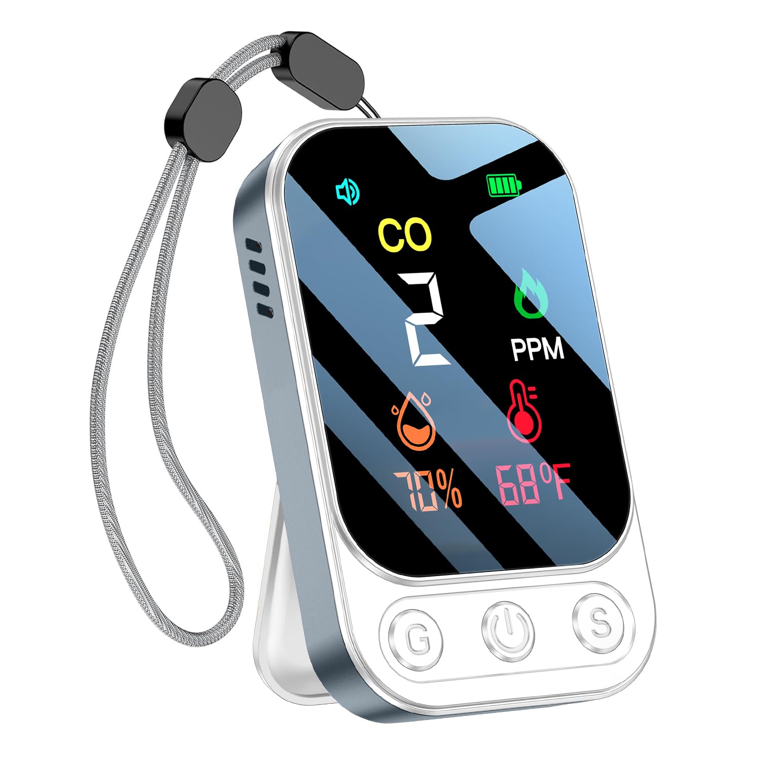 HAKINAKU Portable Carbon Monoxide Detectors [3in1] Mini Size CO Monitor with Kickstand