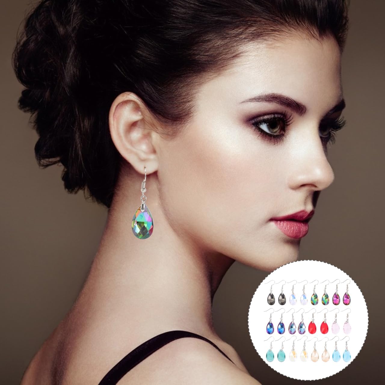 12 Pairs Crystal Drop Earrings Set for Women Lightweight Teardrop Dangle Earrings with Comfortable Ear Hook Trendy Jewelry for Party and Daily Wear 1.69X0.43 Inches - Image 5