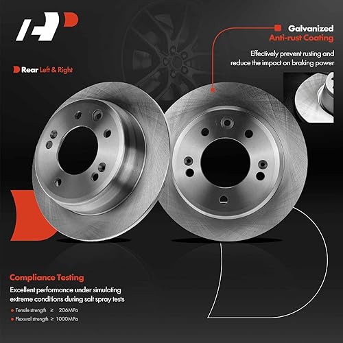 Miniatura 2 de A-Premium Rotores de freno de disco sólido trasero de 10.31 pulgadas (10.315 in) compatibles con modelos seleccionados de Kia y Hyundai, para