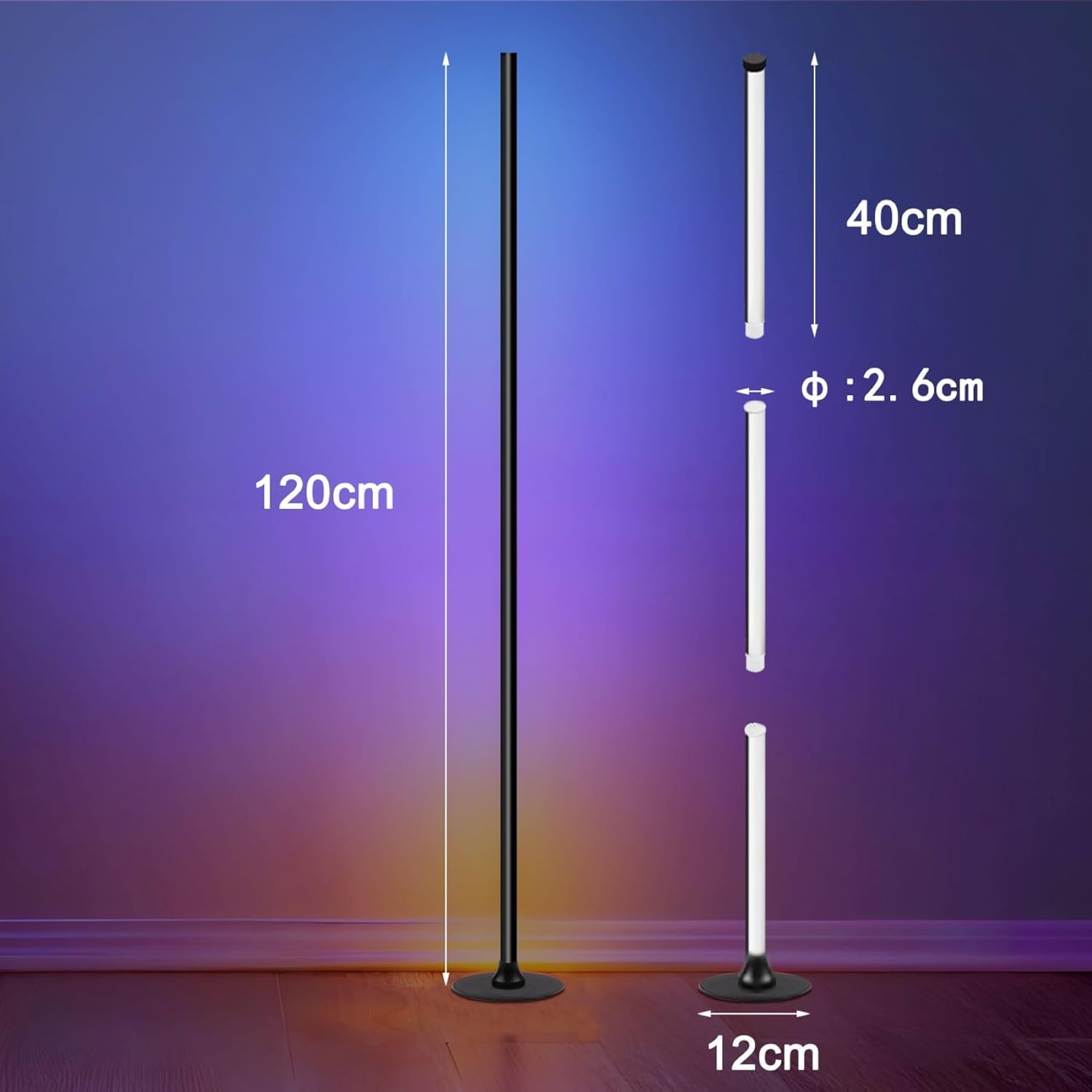 sylvwin LED Stehlampe,LED Ecklampe mit APP & Fernbedienung, Musik Sync, 16 Millionen Farben RGB Led Stehlampe für Wohnzimmer Schlafzimmer Gaming Eckleuchte