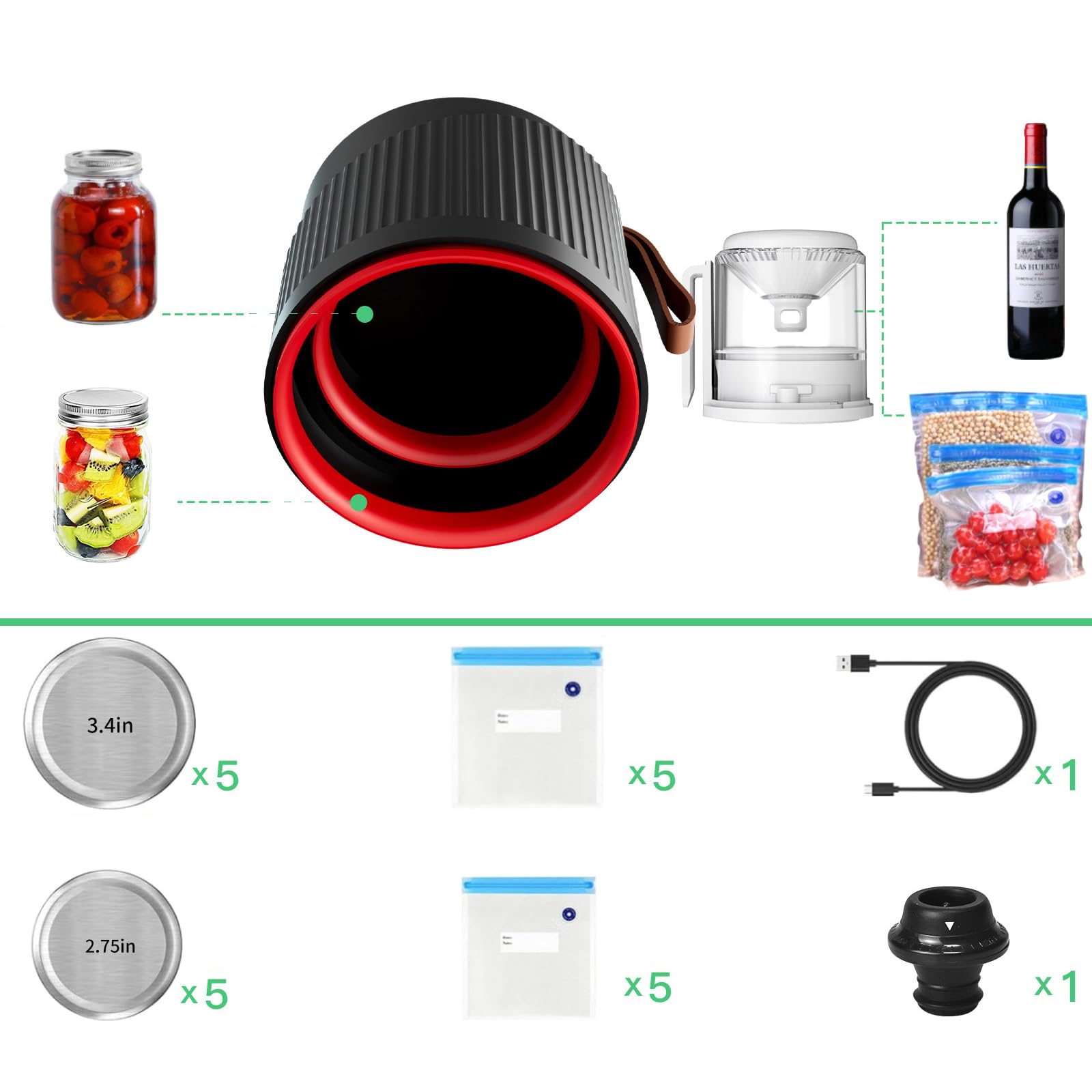 Scelleuse sous Vide électrique pour bocaux en Verre, Fournitures