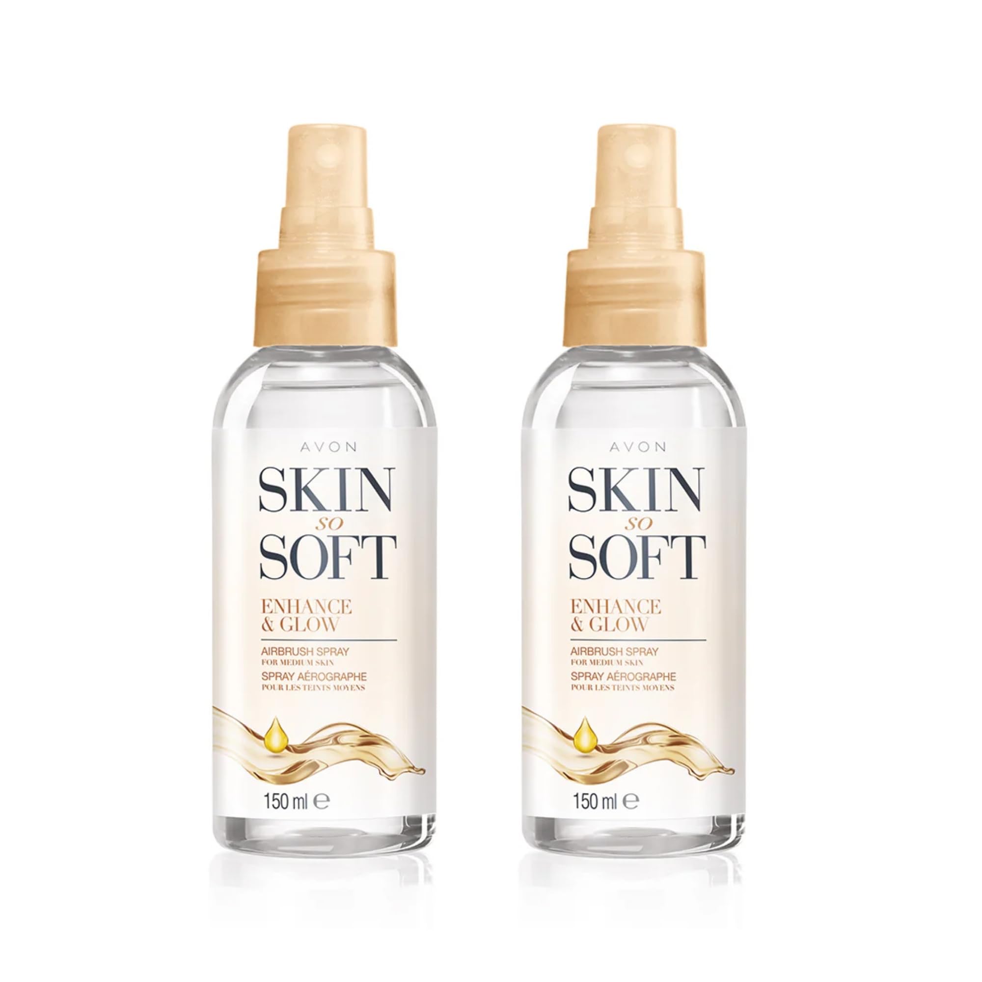 Avon Skin So Soft Enhance & Glow Airbrush Tanning Spray 150ml Duo, Sun-Kissed Glow, Quick Drying, Easy to Use, Cruelty Free (Pack of 2)
