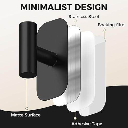 Miniatura 4 de Ganchos adhesivos para toallas para ducha, ganchos de baño resistentes, soporte adhesivo para pared, cocina, superficies lisas para colgar abrigos,