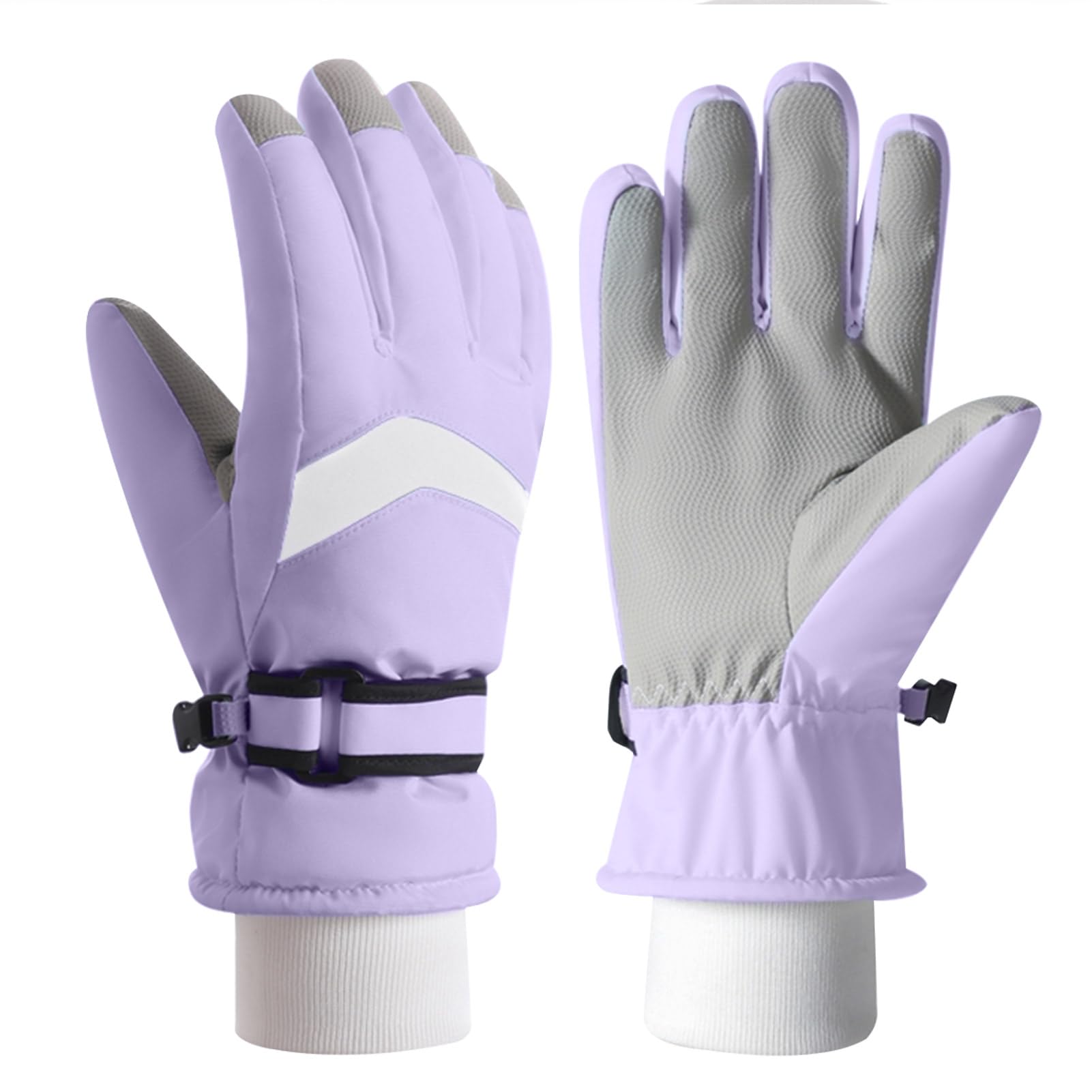 Azarxis Kids Winter Ski Gloves Waterproof Warm (Purple, 6-8 Years Old)