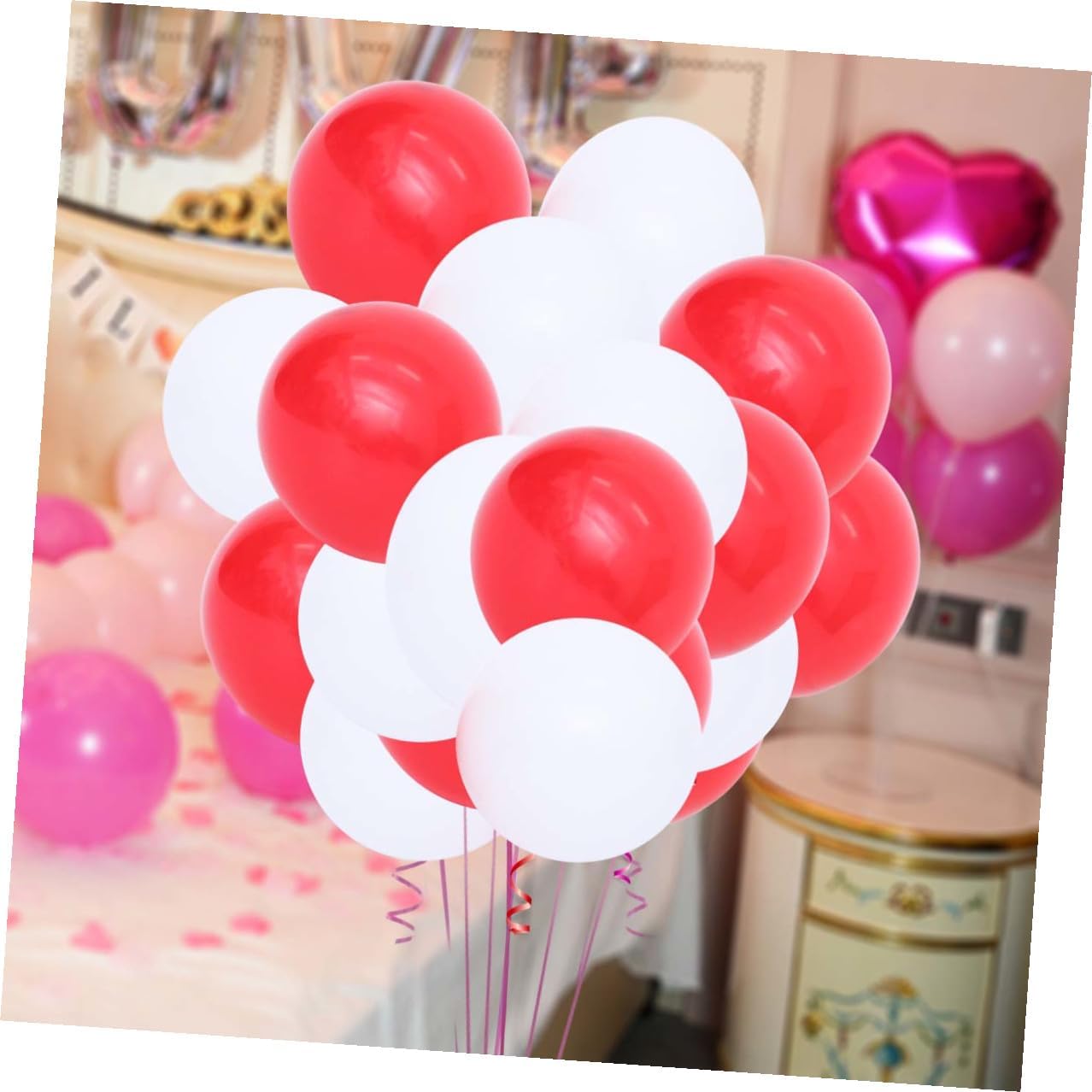 100pcs Valentine’s Day Latex Balloons Red and White 10-inch round Party Decorations for Holiday Events and Wedding Celebrations Random Color