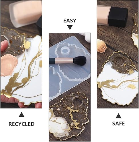 Miniatura 4 de Healifty Moldes de silicona para anillo de paleta, molde de bandeja de resina epoxi, bandeja de pintura para joyería, bandeja de placa de