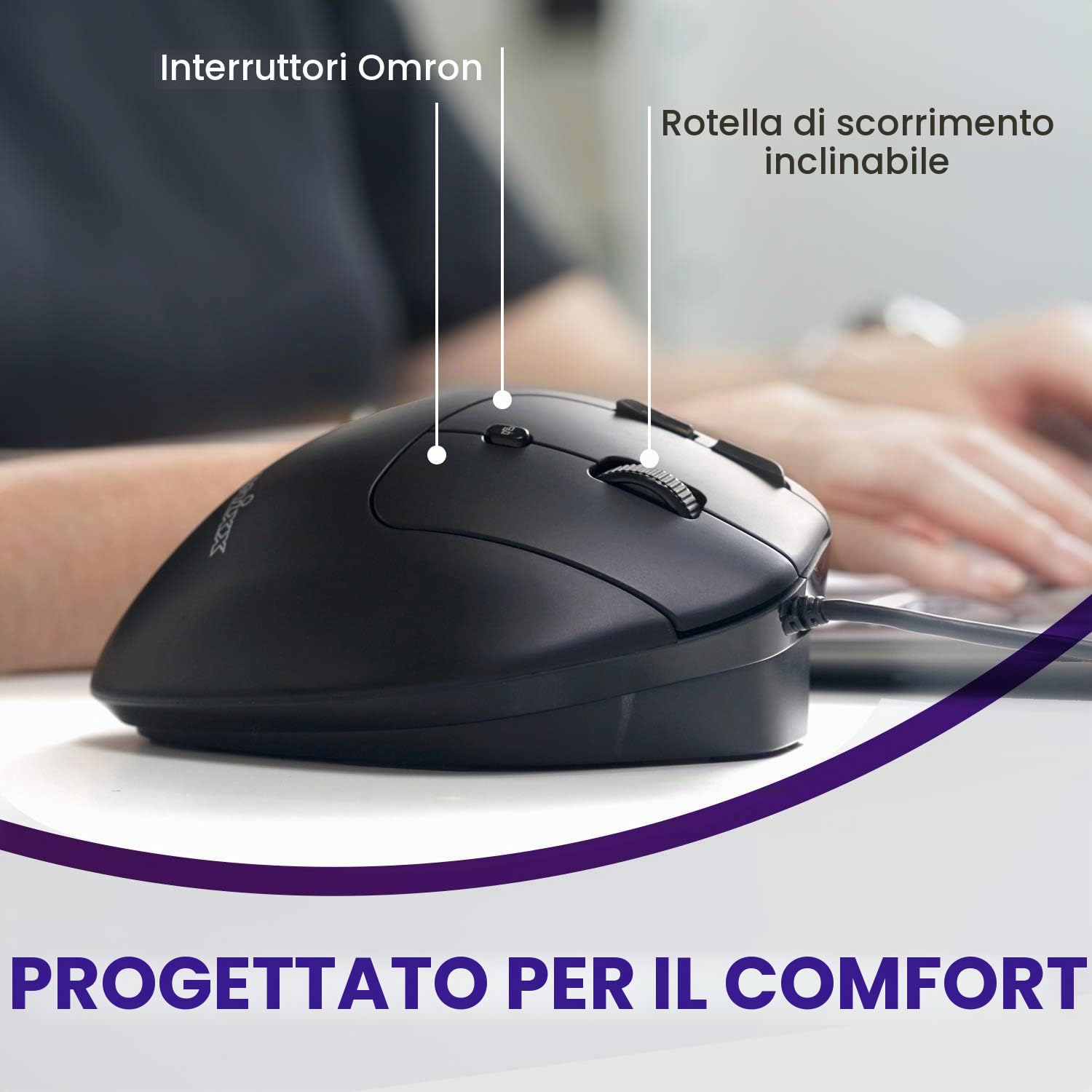 Perixx PERIMICE-520 - Mouse ergonomico trackball cablato, angolo regolabile, livello 2 DPI, colore: Nero