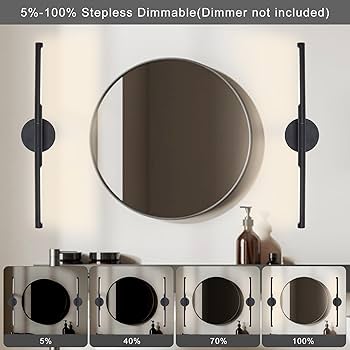 LINSEEDS Matte Black Bathroom Light Fixtures Over Mirror 24