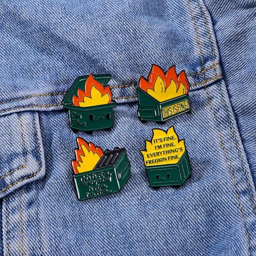 Image of 20 Pcs Dumpster Fire I'm FIne Lapel Pins, Cute Desk Accessories, Gag Gifts, Funny Gifts for Coworkers and Employee Appreciation