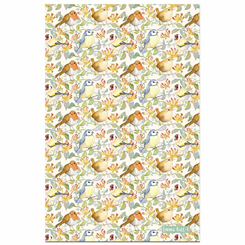 Emma Ball Oiseaux de jardin et Chèvrefeuille Coton Torchon Cover