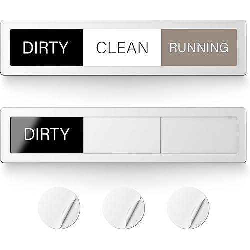 Dishwasher Magnet Clean Dirty Sign, 3 Options with Running Options, Silver Dishwasher Magnet Easy to Switch, Residue Free Adhesive Included