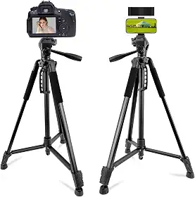 Tripé Profissional 170cm para Câmeras e Celulares – Semi-Hidráulico com Trava, Nível de Bolha, Bolsa de Transporte, Altura Ajustável