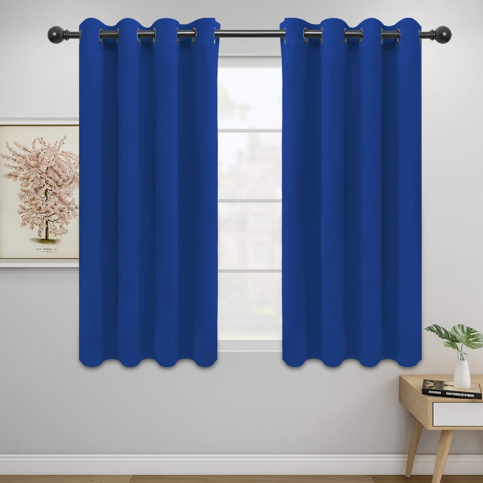 Easy-Going Blackout Curtains for Bedroom, Solid Thermal Insulated Grommet and Noise Reduction Window Drapes, Room Darkening Curtains for Living Room, 2 Panels (52x46 in,Classic Blue)